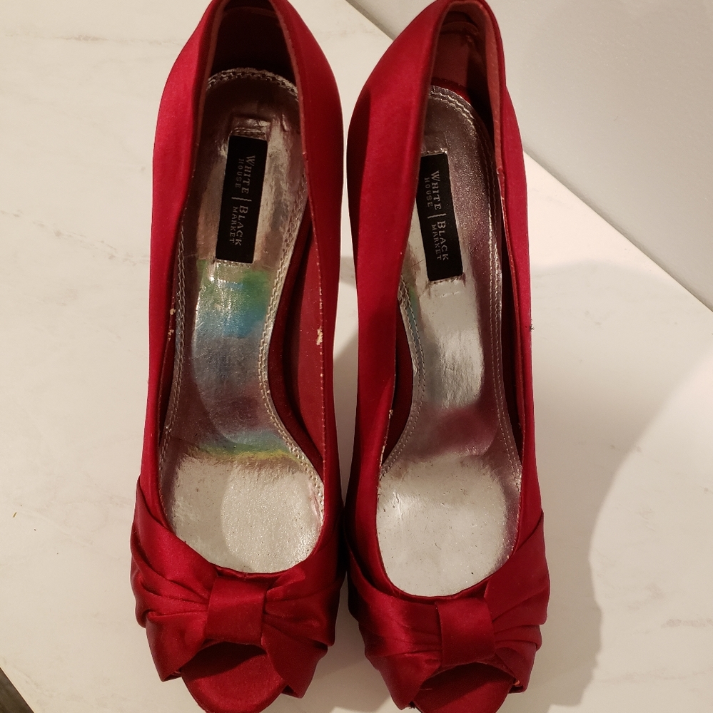 Red Satin White House Black Market Pumps